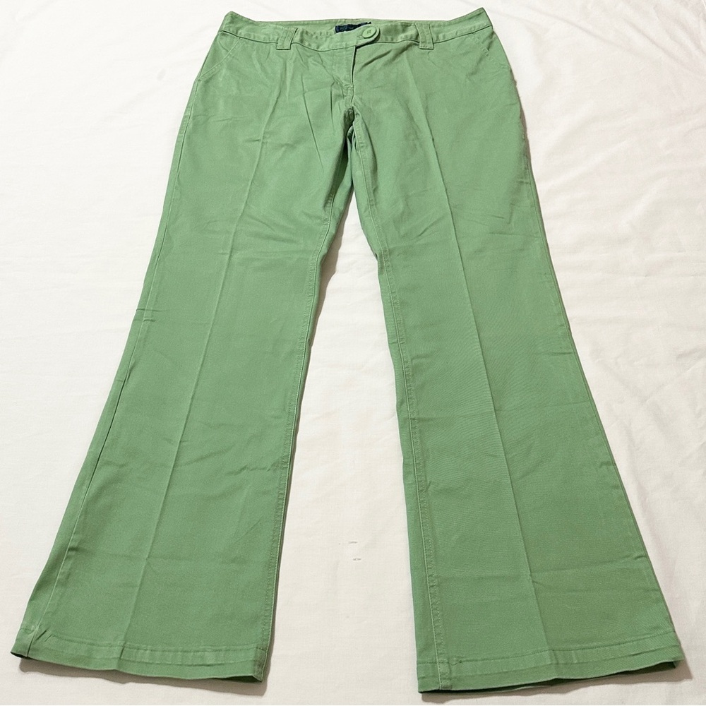 Vintage Boden Light Green Colored Chinos, Mid-Rise Flared Twill Trousers - 14L